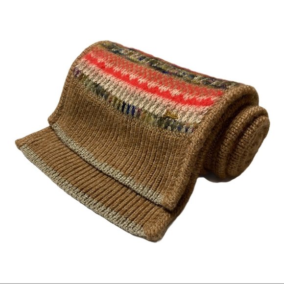 Juicy Couture Long Scarf Brown Cream Red One Size - Picture 2 of 9